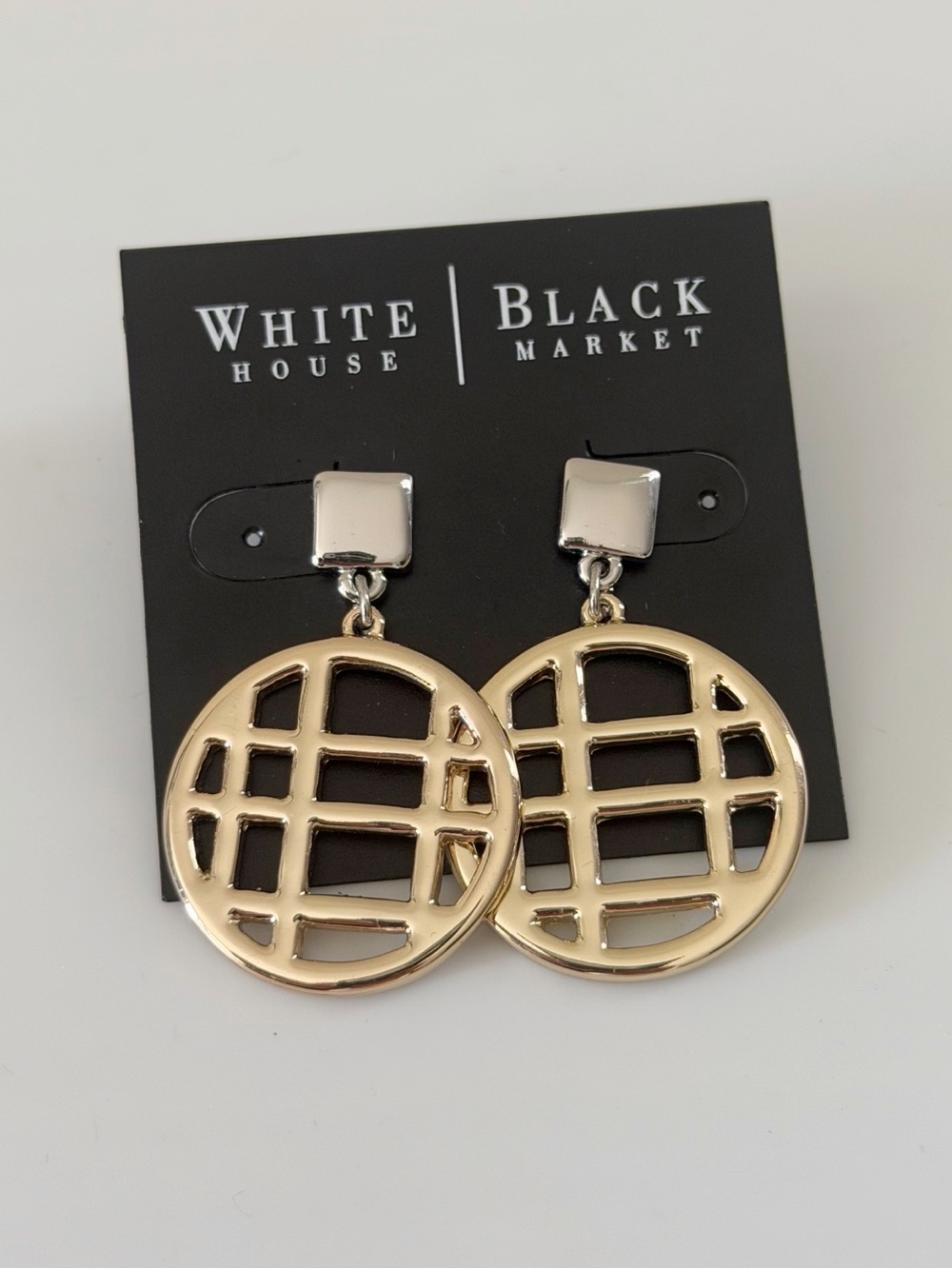 WHBM Gold Silver Tone Round Circle Dangle Statement Earrings New